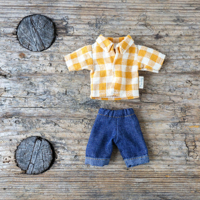 Yellow Checked Shirt & Pants - Dad Mouse Clothes