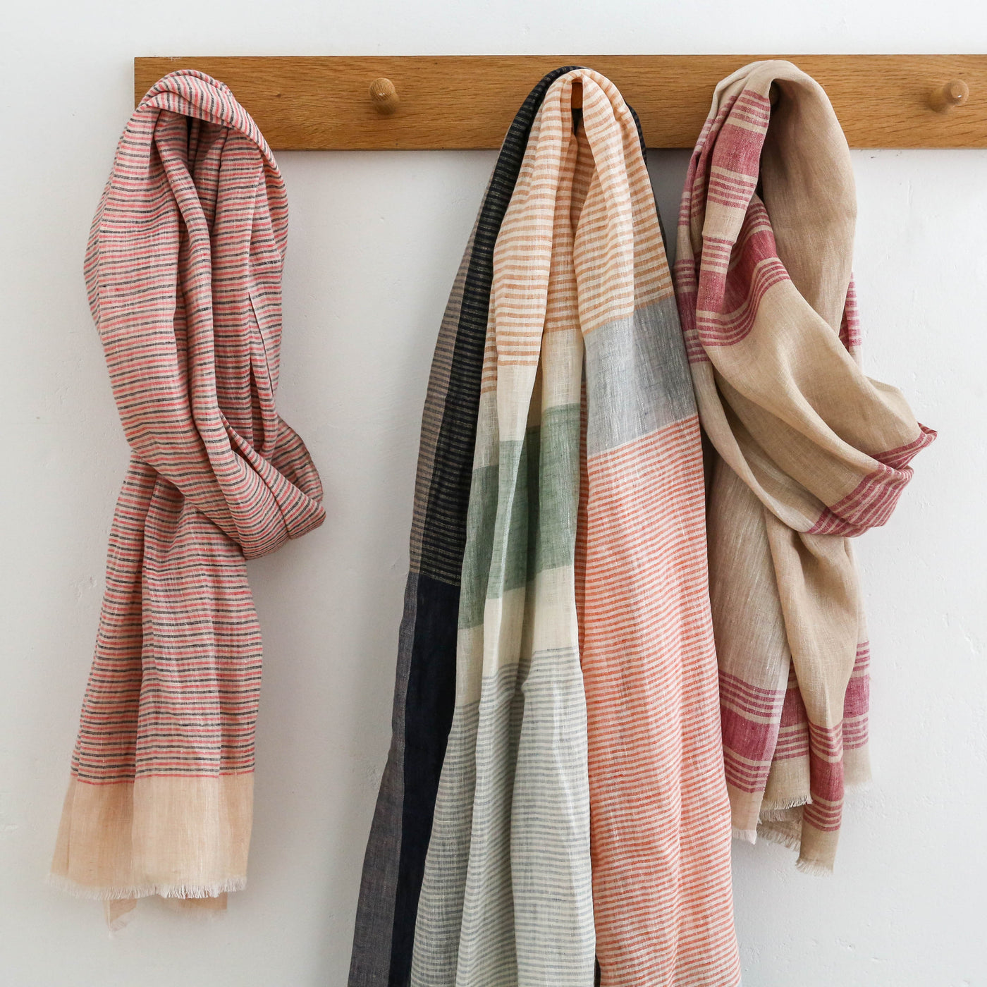 Linen Scarf - Pastel Multi Stripe