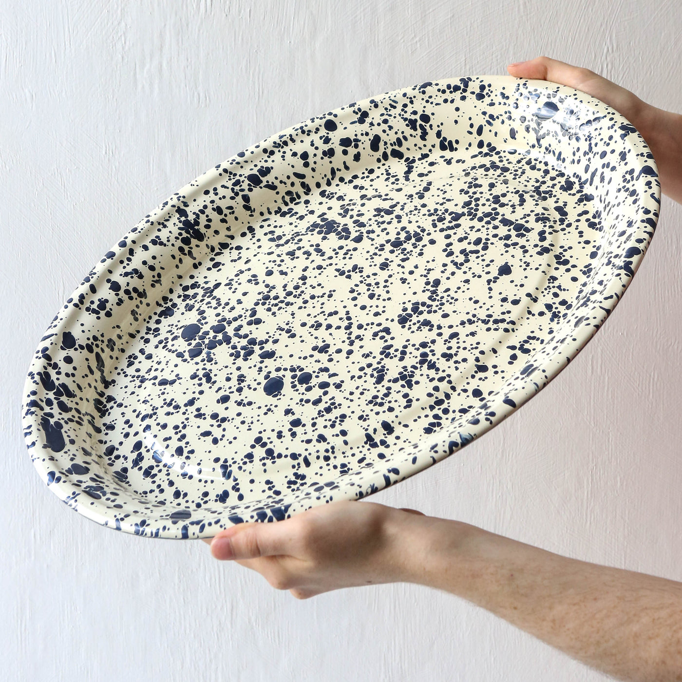 Splatter Enamel Oval Serving Platter