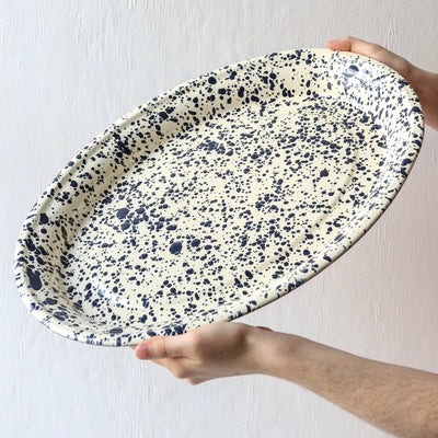 Splatter Enamel Oval Serving Platter