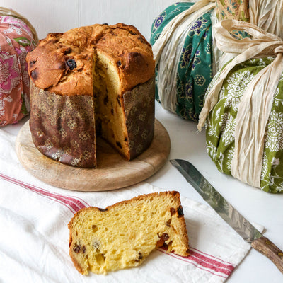 Traditional Italian Panettone in a Fabric Bag