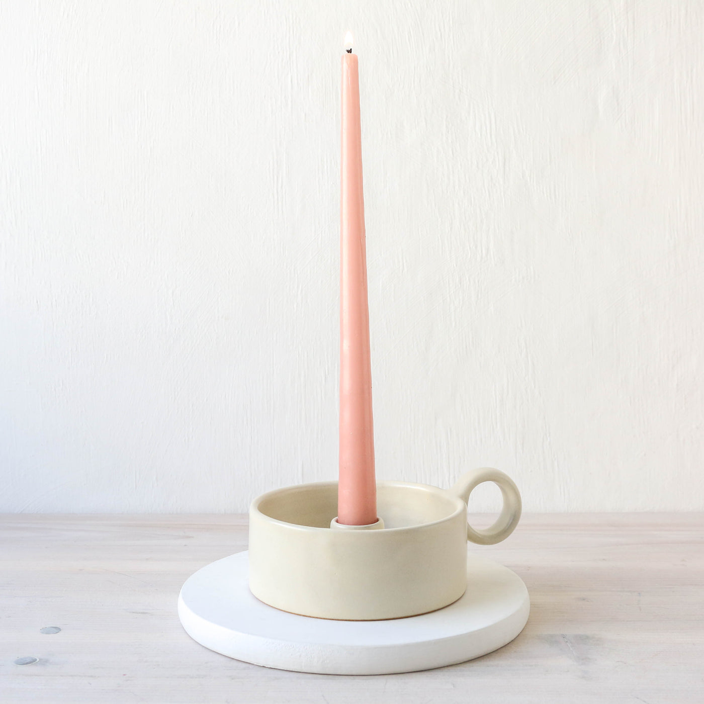 Ester Stoneware Candle Holder - White