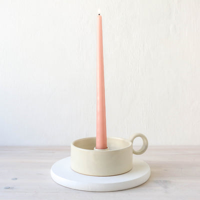 SALE Ester Stoneware Candle Holder - White