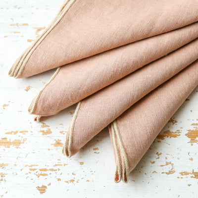 Set of Four Washed Linen Napkins - Pale Pink