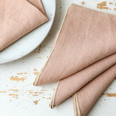 Set of Four Washed Linen Napkins - Pale Pink
