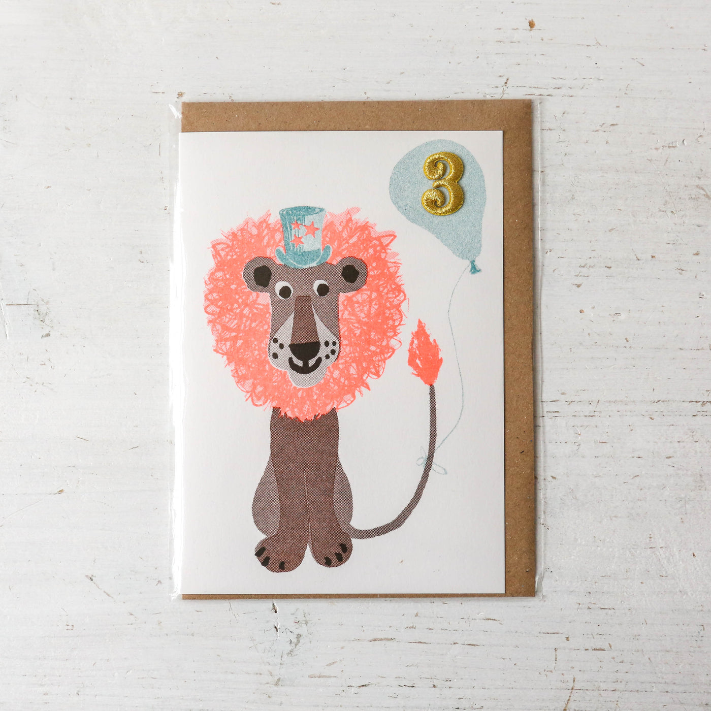 Age 3 Lion Embellished Card