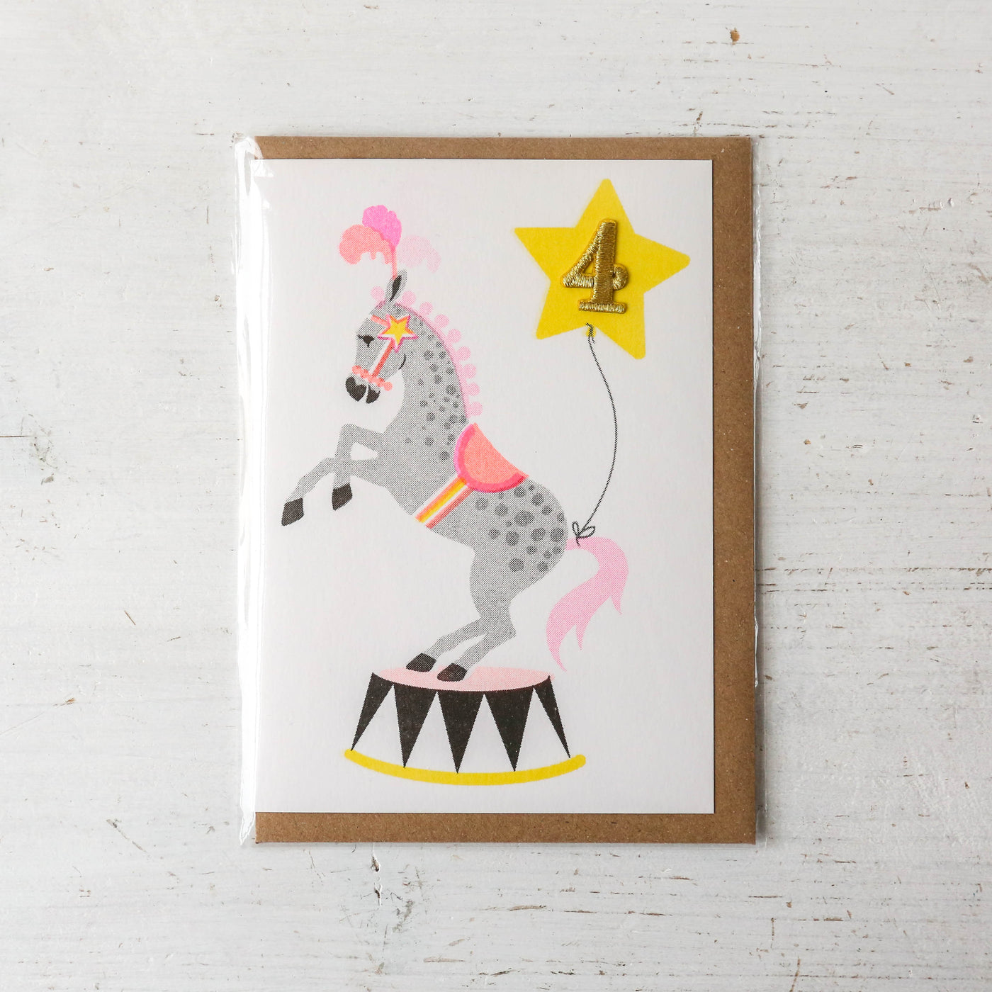 Age 4 Circus Horse Embellished Card