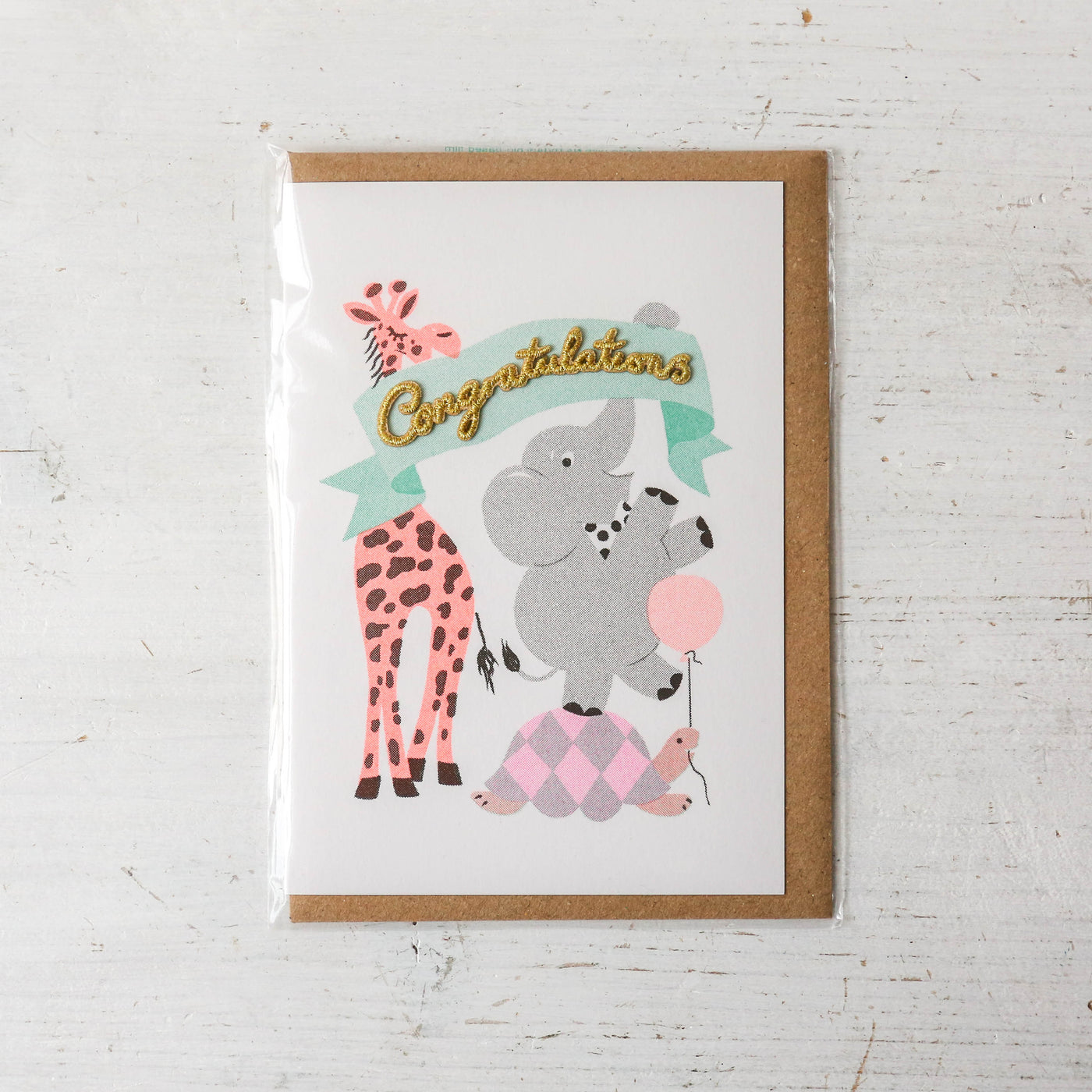 Congratulations Party Animals Embellished Card