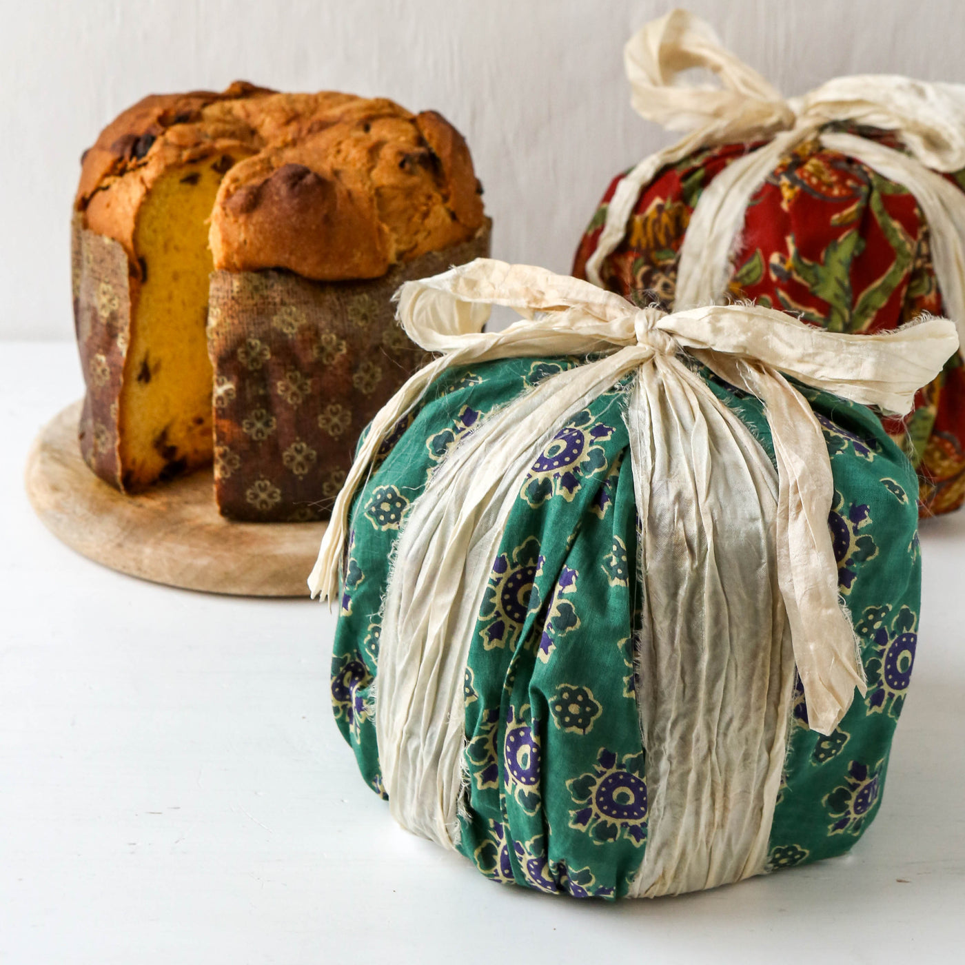 Traditional Italian Panettone in a Fabric Bag
