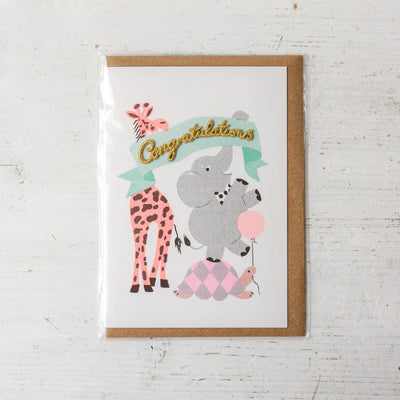 Congratulations Party Animals Embellished Card