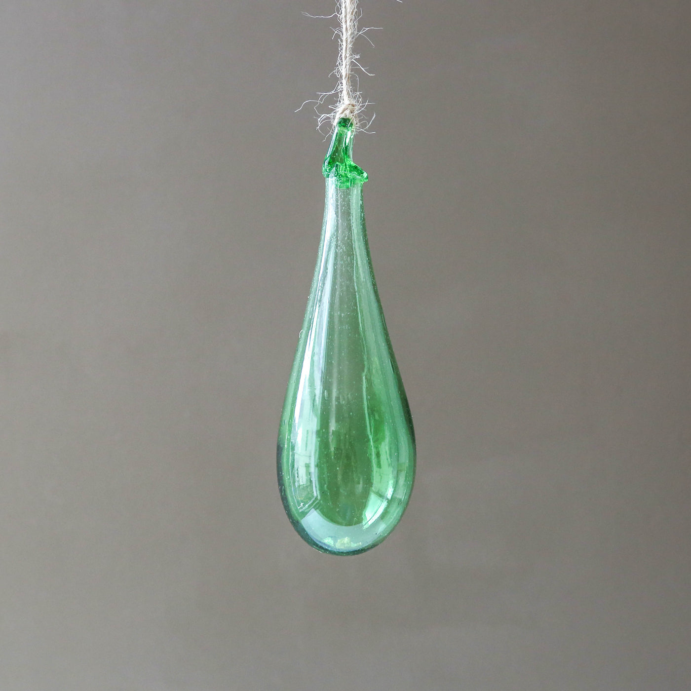 12cm Drop Recycled Blown Glass Bauble - Green