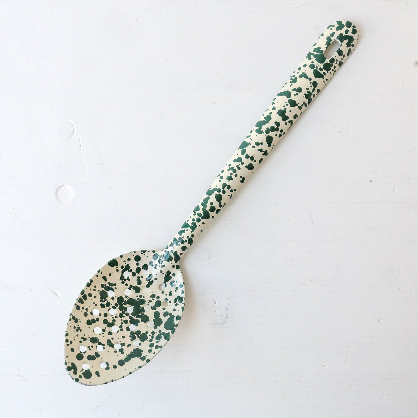 Splatter Enamel Slotted Serving Spoon