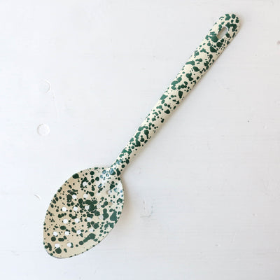 Splatter Enamel Slotted Serving Spoon