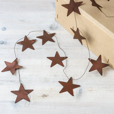 180cm Rusted Metal Star Garland