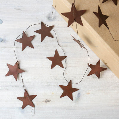 180cm Rusted Metal Star Garland