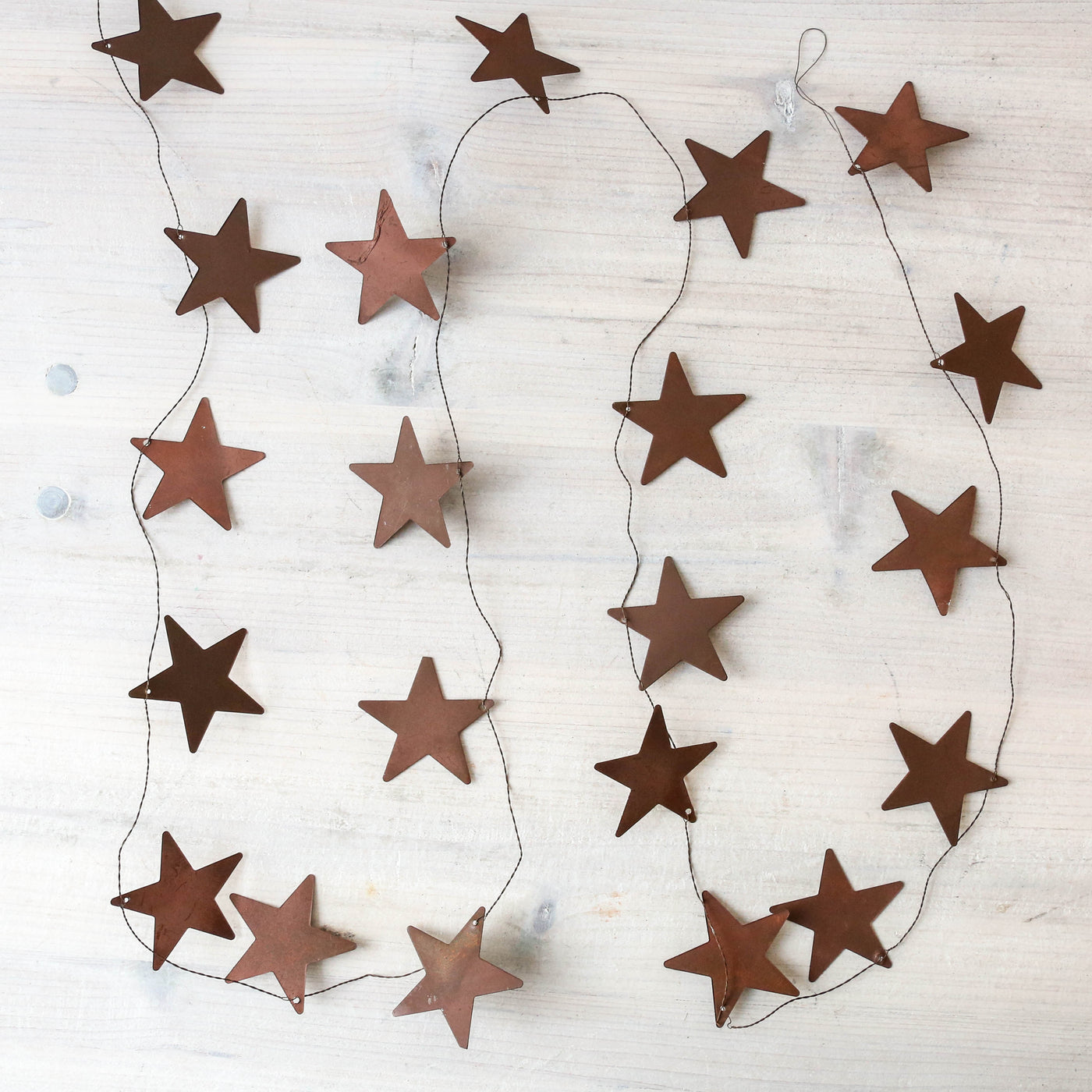 180cm Rusted Metal Star Garland