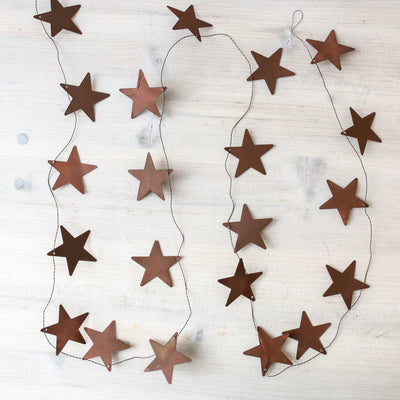 180cm Rusted Metal Star Garland
