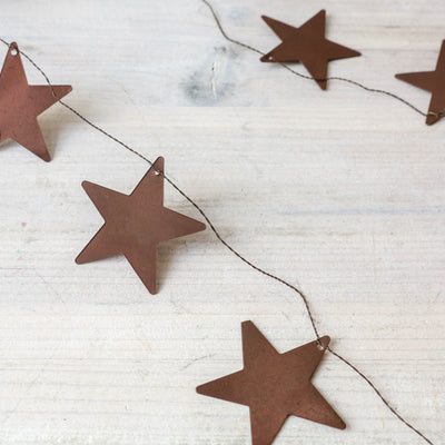 180cm Rusted Metal Star Garland