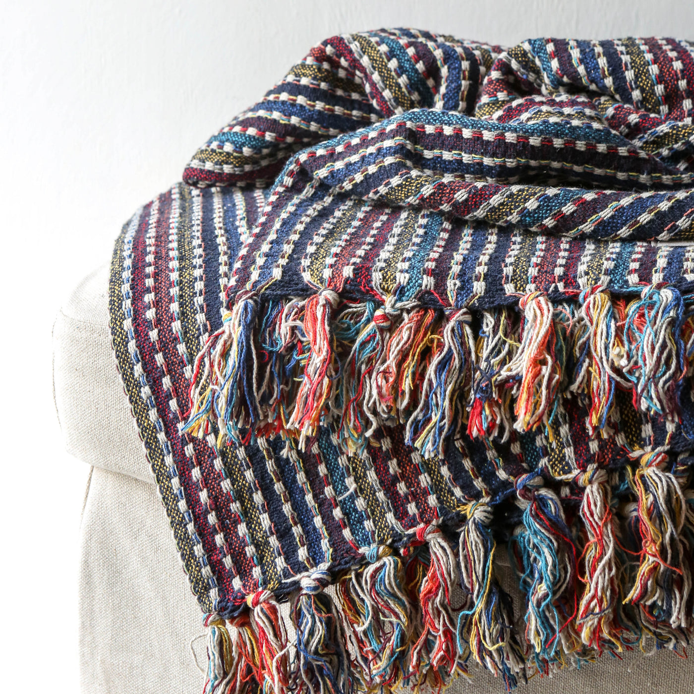 Lazzario Recycled Cotton Throw - Blue