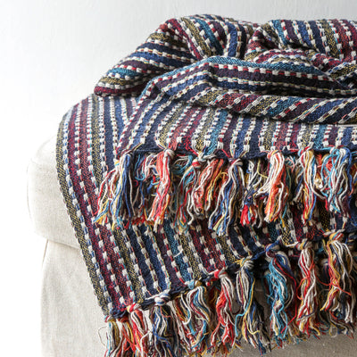 Lazzario Recycled Cotton Throw - Blue