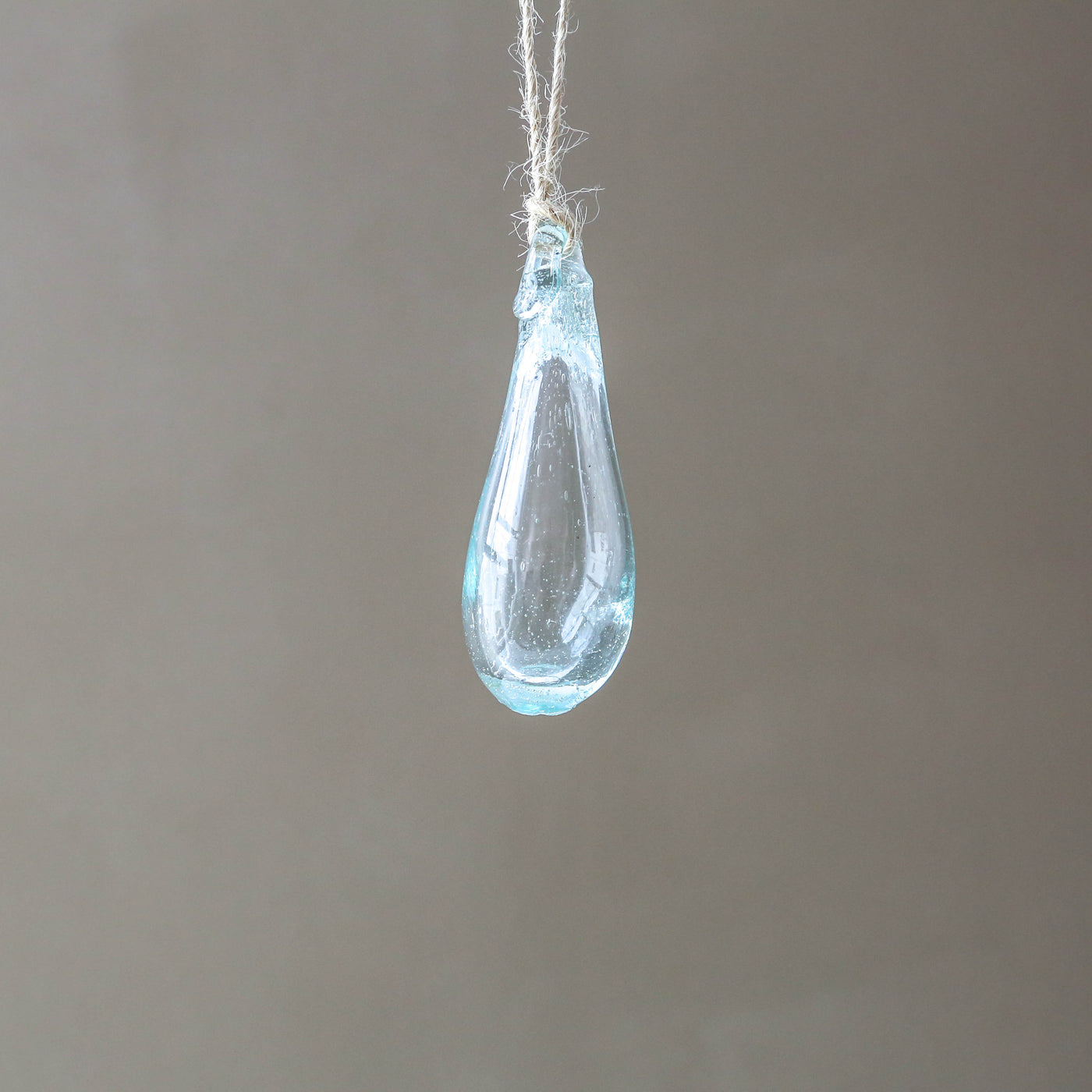 7cm Drop Recycled Blown Glass Bauble - Clear