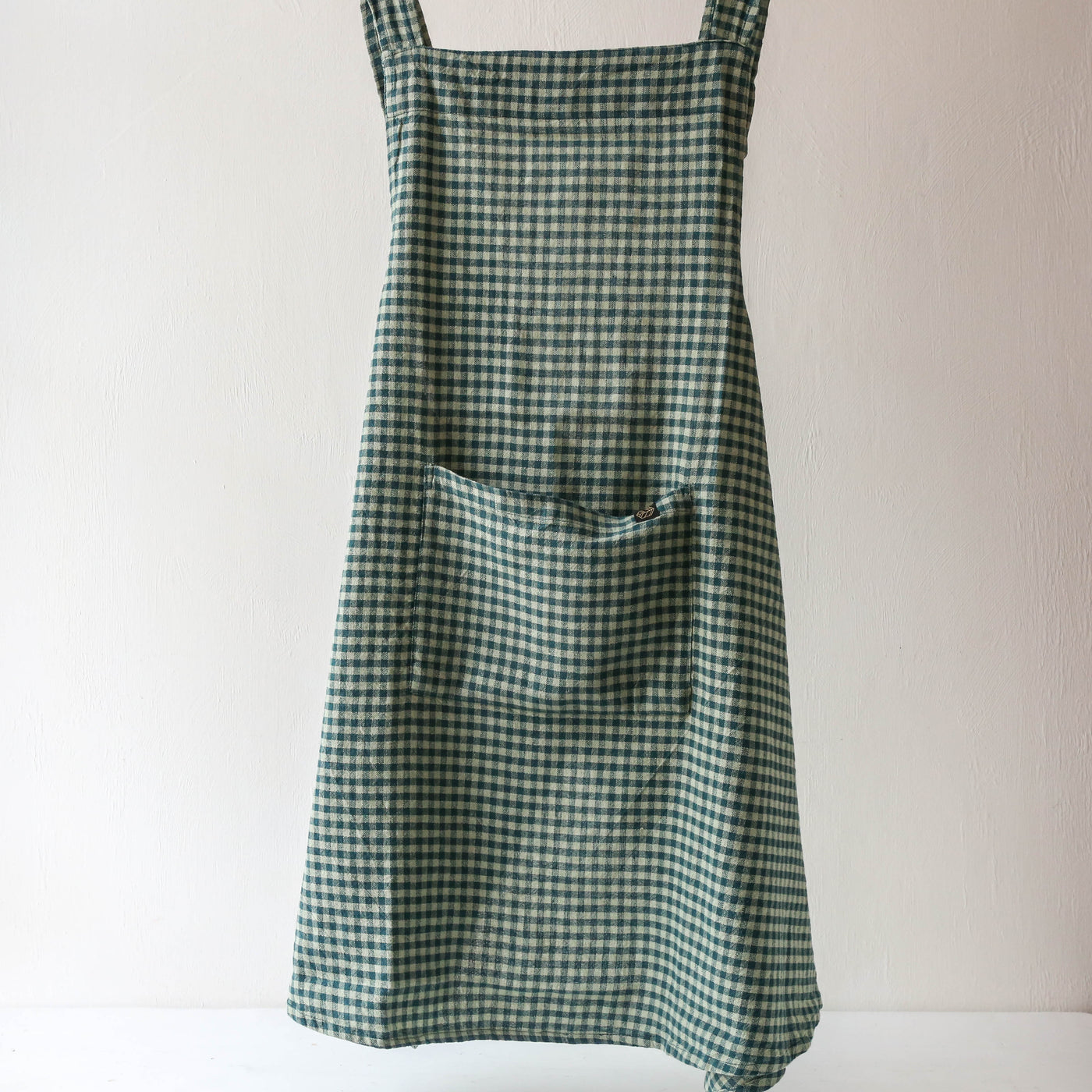 Linen Cotton Crossback Apron - Prussian Blue