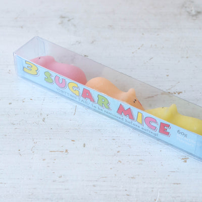 Pack of Three Colourful Sugar Mice with Cotton Tails