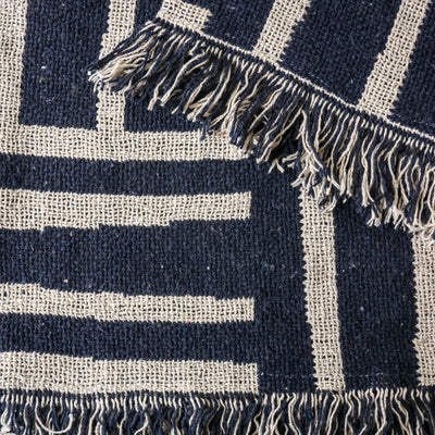Frankie Recycled Cotton Throw - Blue