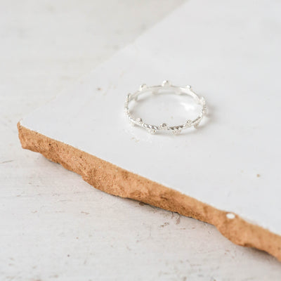Roses & Thorns Silver Stacking Ring