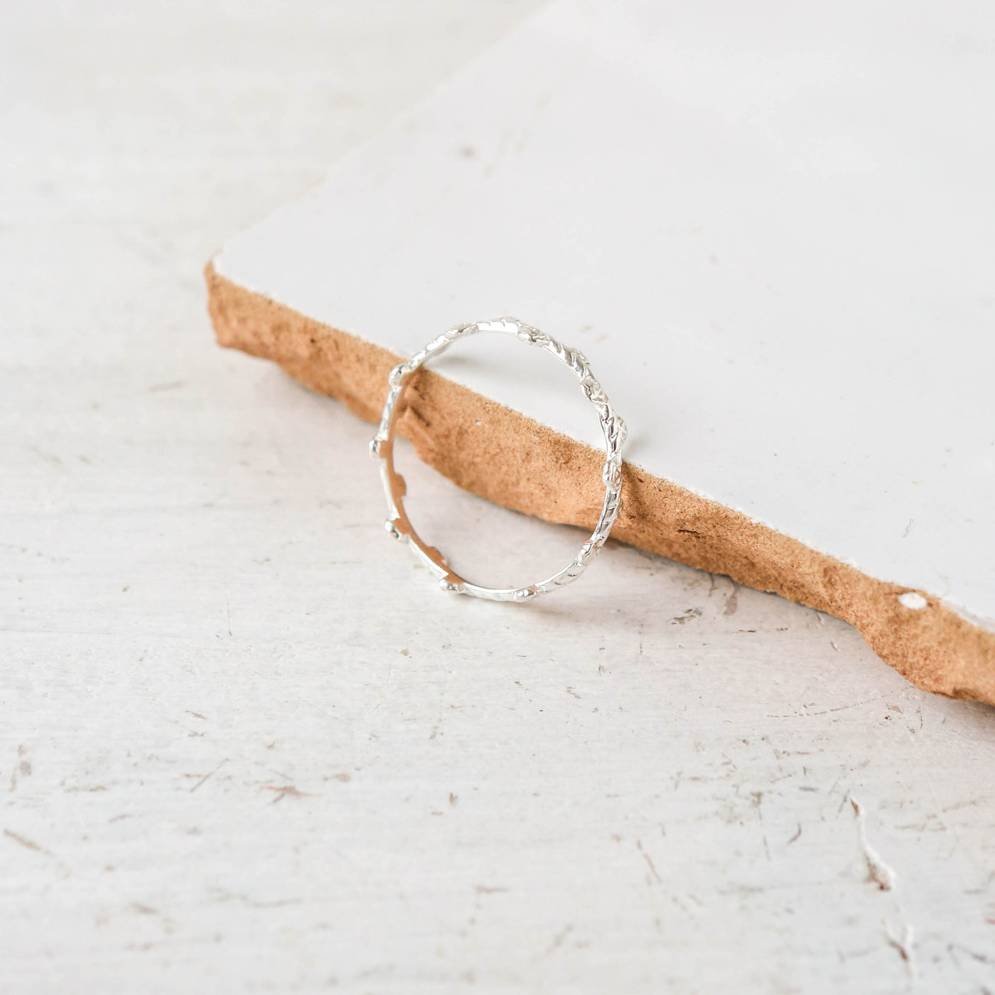 Roses & Thorns Silver Stacking Ring