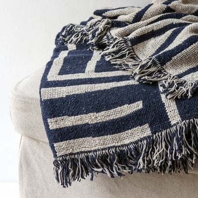 Frankie Recycled Cotton Throw - Blue