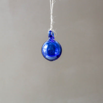 5cm Round Recycled Blown Glass Bauble - Blue