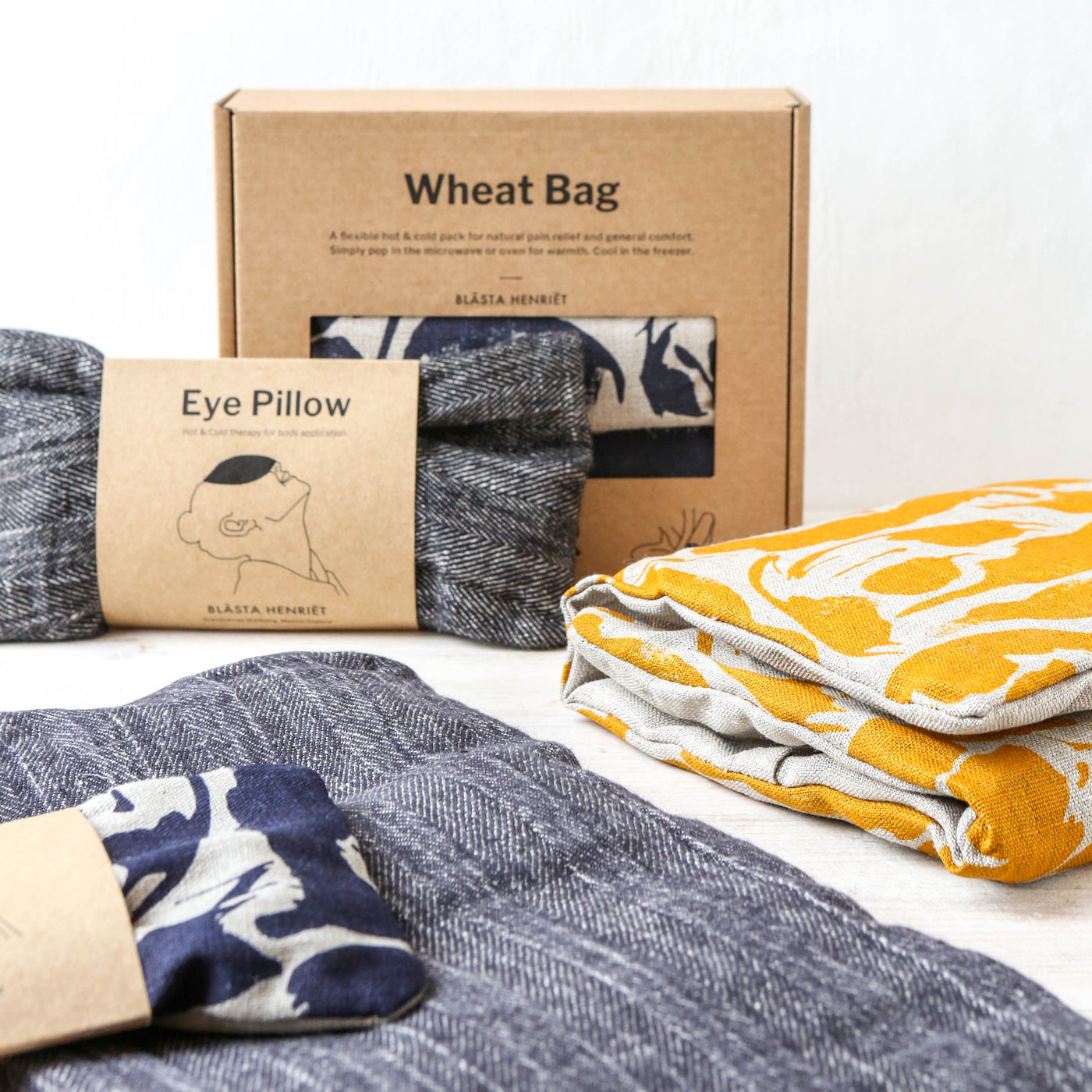 Linen Hot and Cold Wheat Bag Navy Berylune