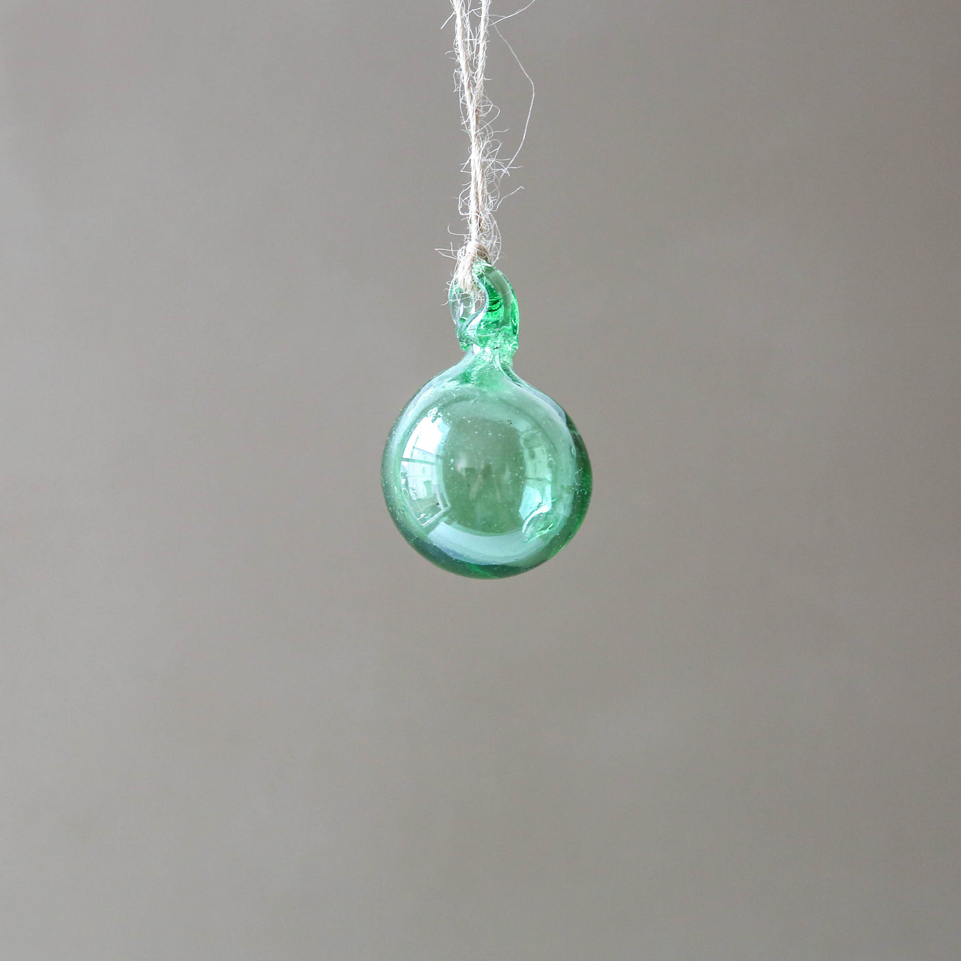 5cm Round Recycled Blown Glass Bauble - Green