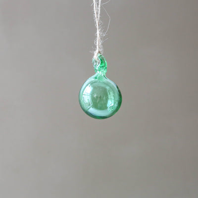 5cm Round Recycled Blown Glass Bauble - Green