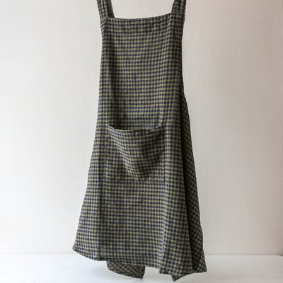 Linen Cotton Crossback Apron - Ink