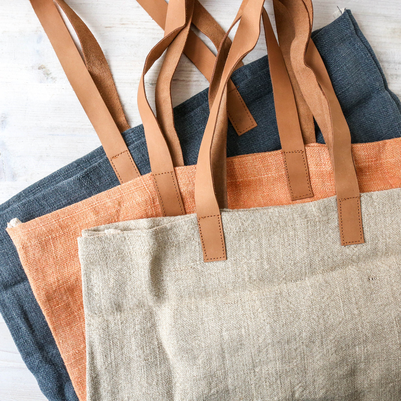 Leather Handled Soft Jute Wide Bag