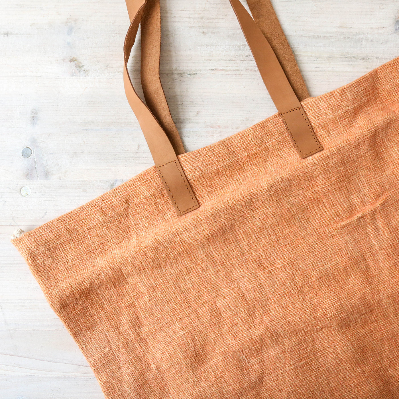 Leather Handled Soft Jute Wide Bag