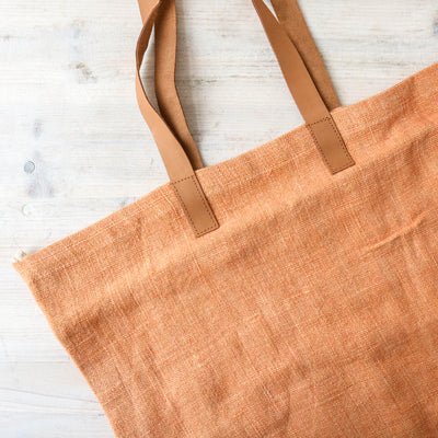 Leather Handled Soft Jute Wide Bag