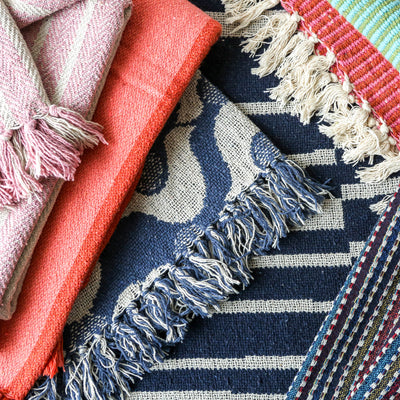 Lazzario Recycled Cotton Throw - Blue