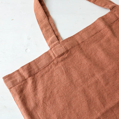 Washed Linen Cotton Sloppy Shoulder Bag - Mocha