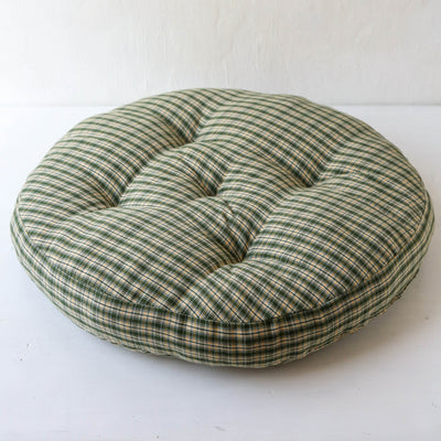 Round Checked Woven Chair Pad