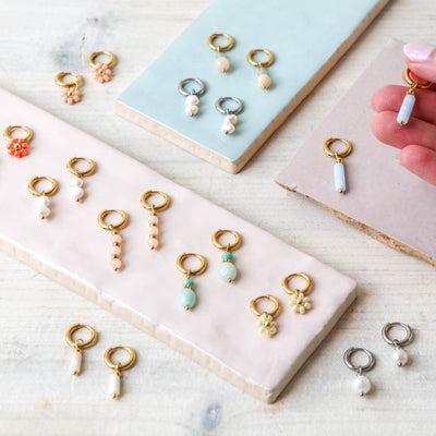 Freshwater Pearl Duo Hoop Earrings - Gold