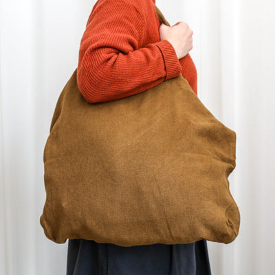 Washed Linen Cotton Sloppy Shoulder Bag - Gold