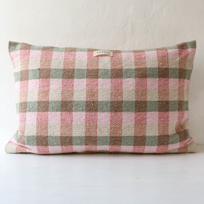Oblong Cotton Check Cushion Cover - Sage & Rose