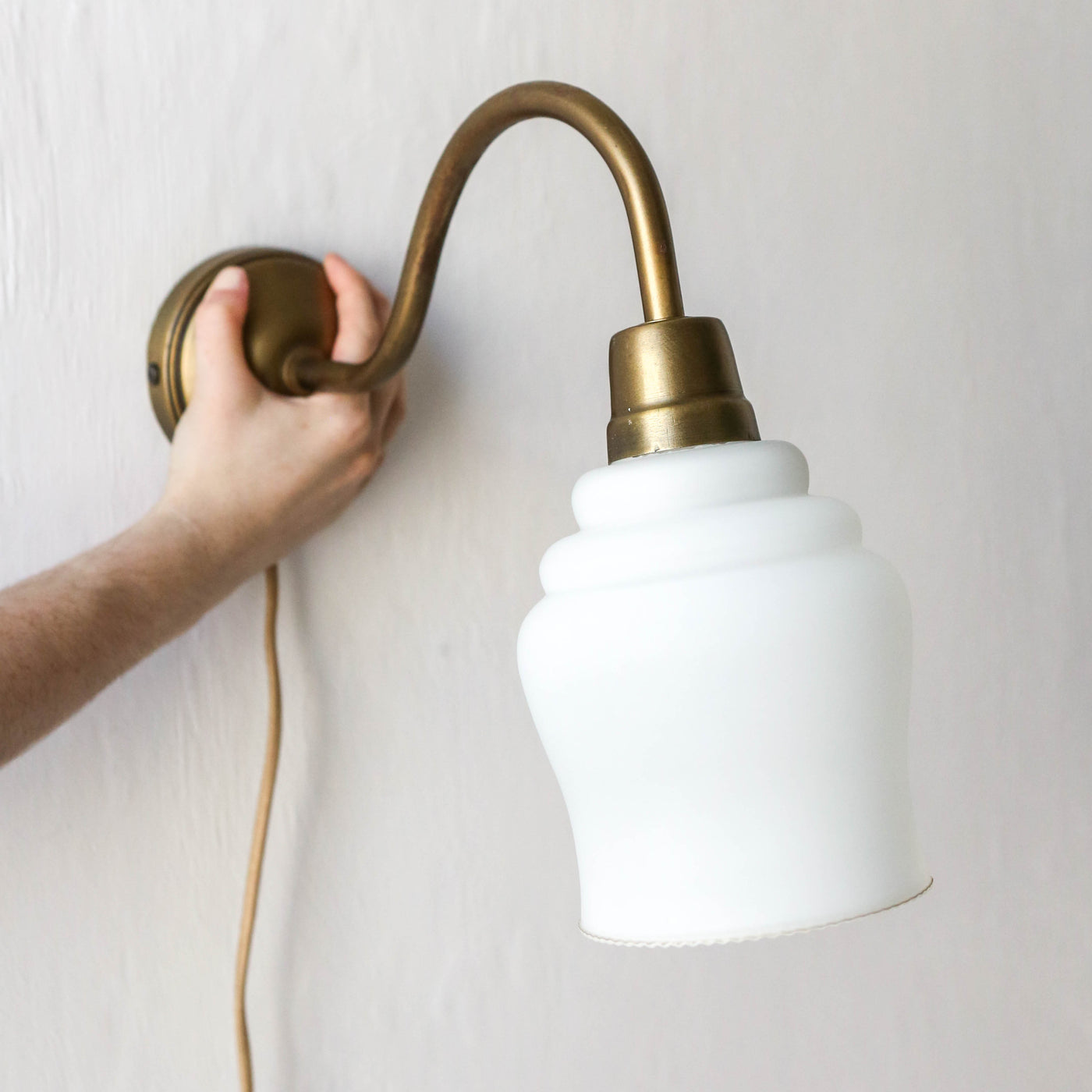 Glass Wall Lamp 'Selma' - Antique Brass