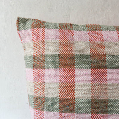 Oblong Cotton Check Cushion Cover - Sage & Rose