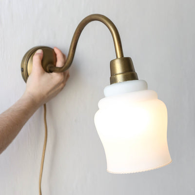 Glass Wall Lamp 'Selma' - Antique Brass