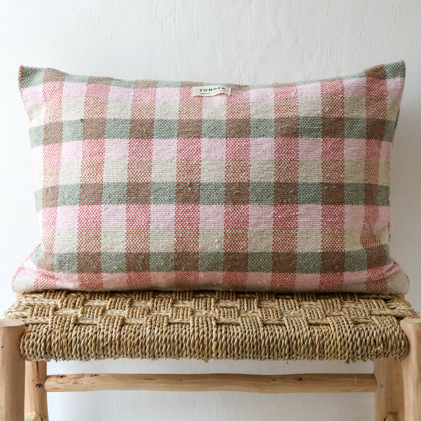Oblong Cotton Check Cushion Cover - Sage & Rose