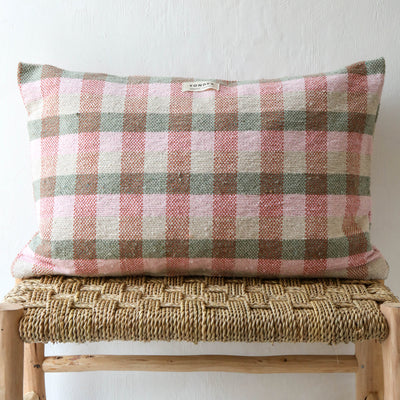 Oblong Cotton Check Cushion Cover - Sage & Rose